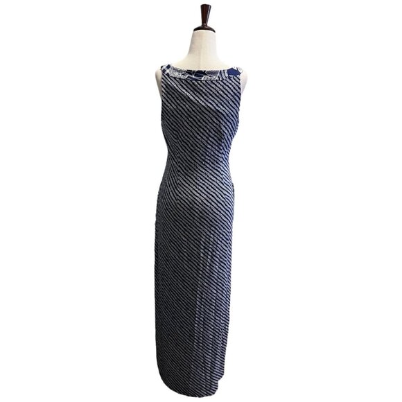 Tommy Bahama Womens Pullover Maxi Dress SMALL Navy & White Leaf Print Viscose - Picture 2 of 8